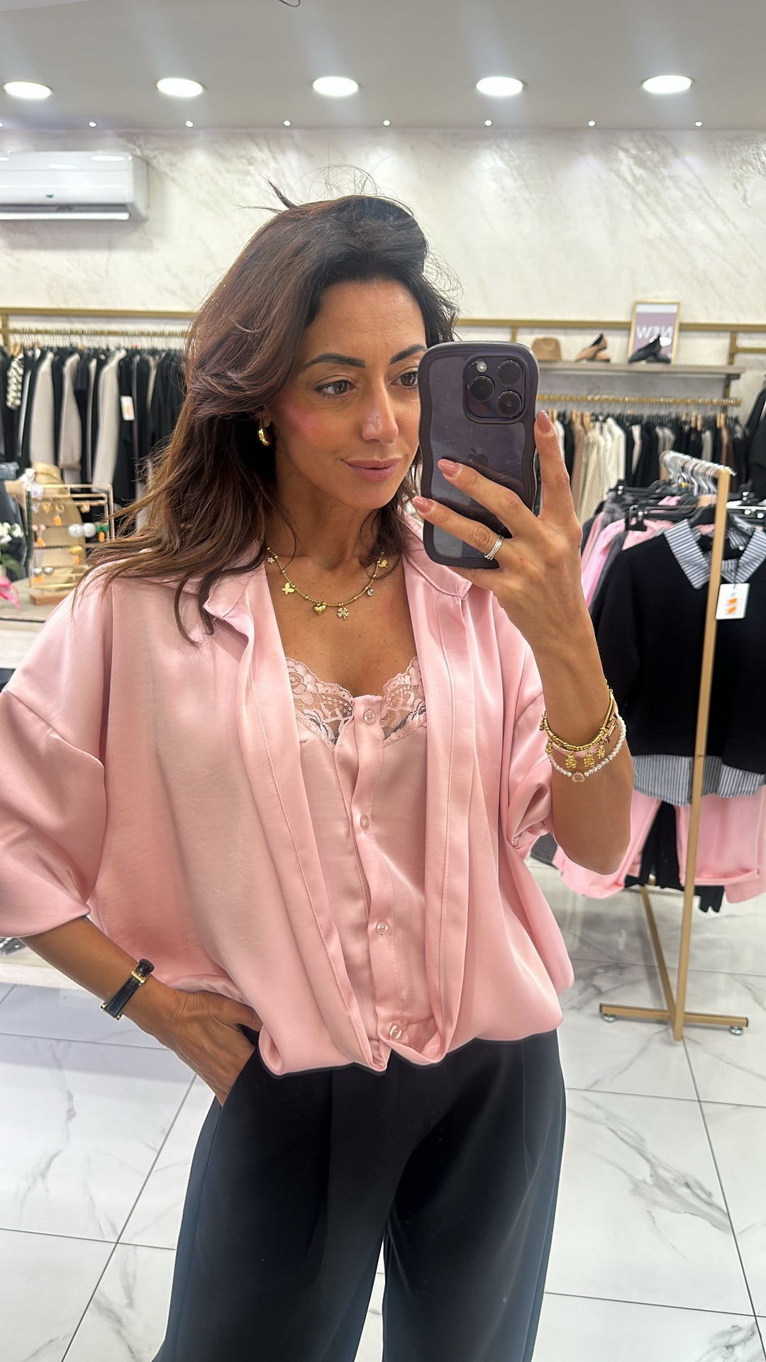853 Camicia con top in raso