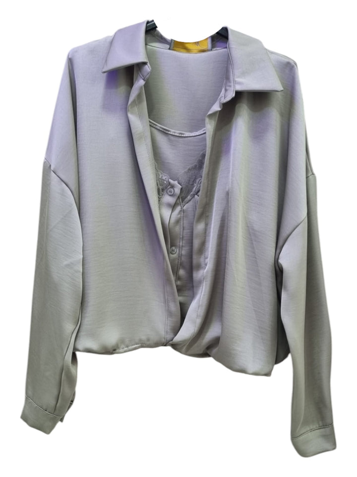 853 Camicia con top in raso