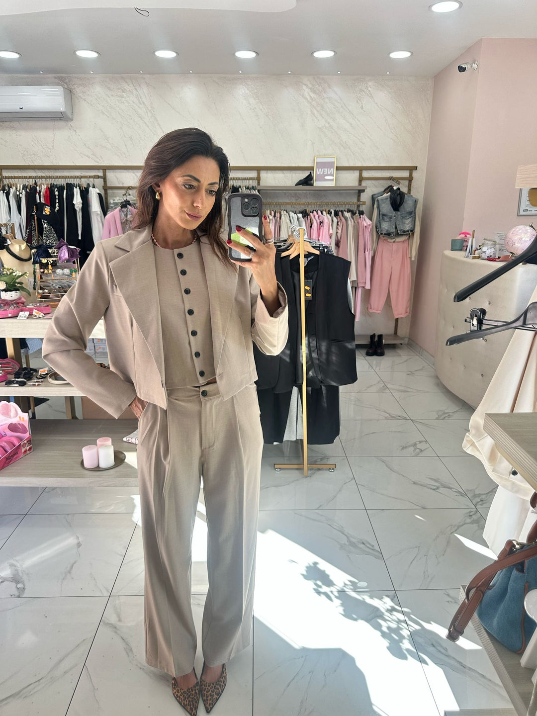 957 Coordinato giacca crop gilet e pantalone