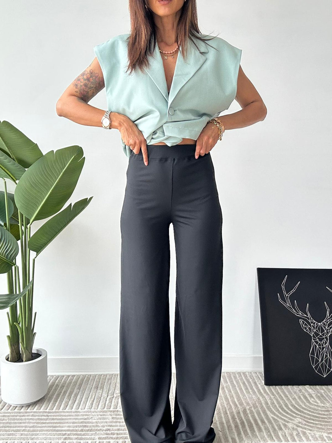 351 Pantalone comfy black