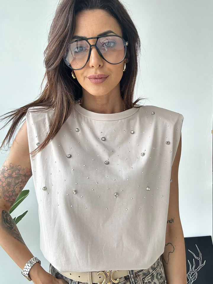 339 Muscle Tee smanicata spalline jewel