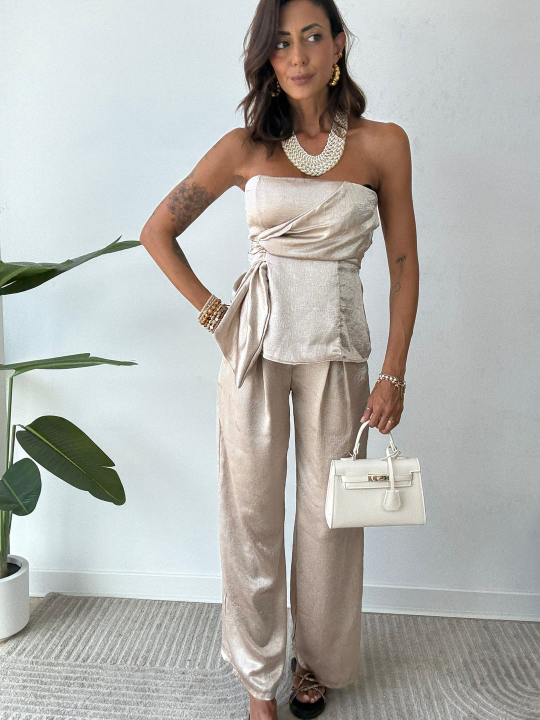 706 Coordinato Satin top e pantalone