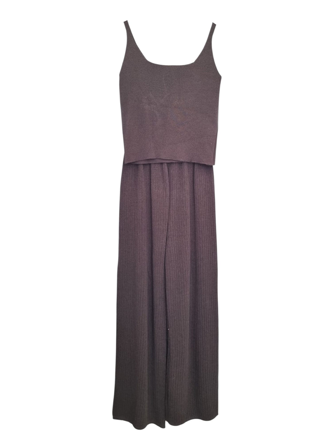 832 Coordinato pantalone e canotta a costine