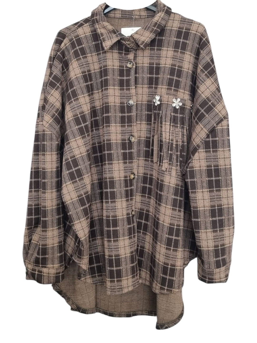 922 Camicia quadro frange