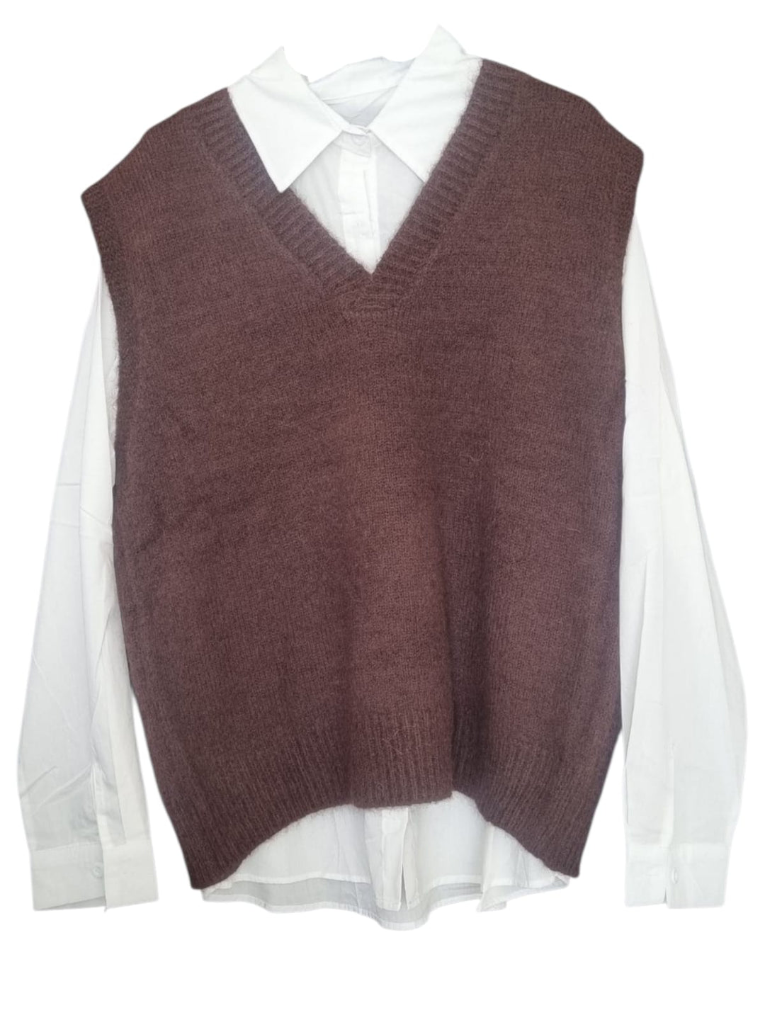 907 Pull smanicato con camicia