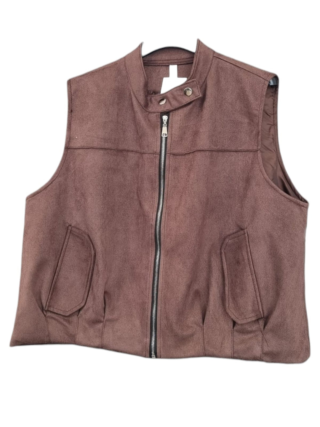 921 Gilet in suede con chiusura collo