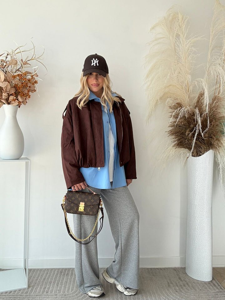 954 Bomber suede collo ecofur