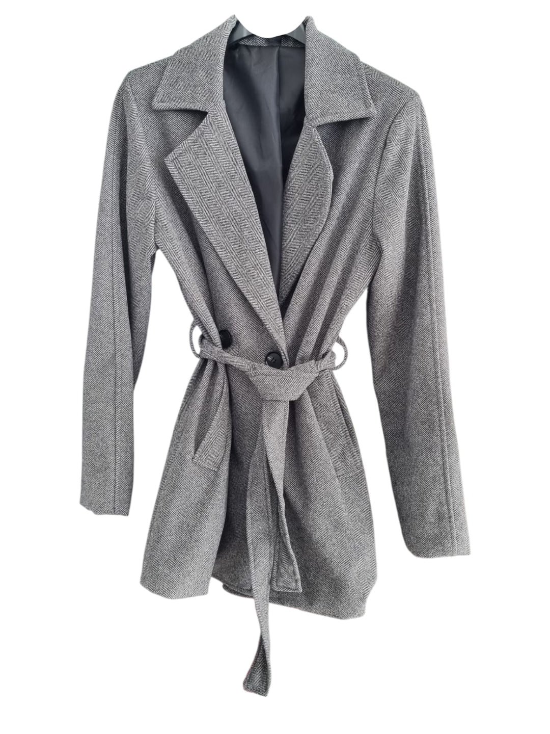 182 Cappotto spigato con cinta Giuly