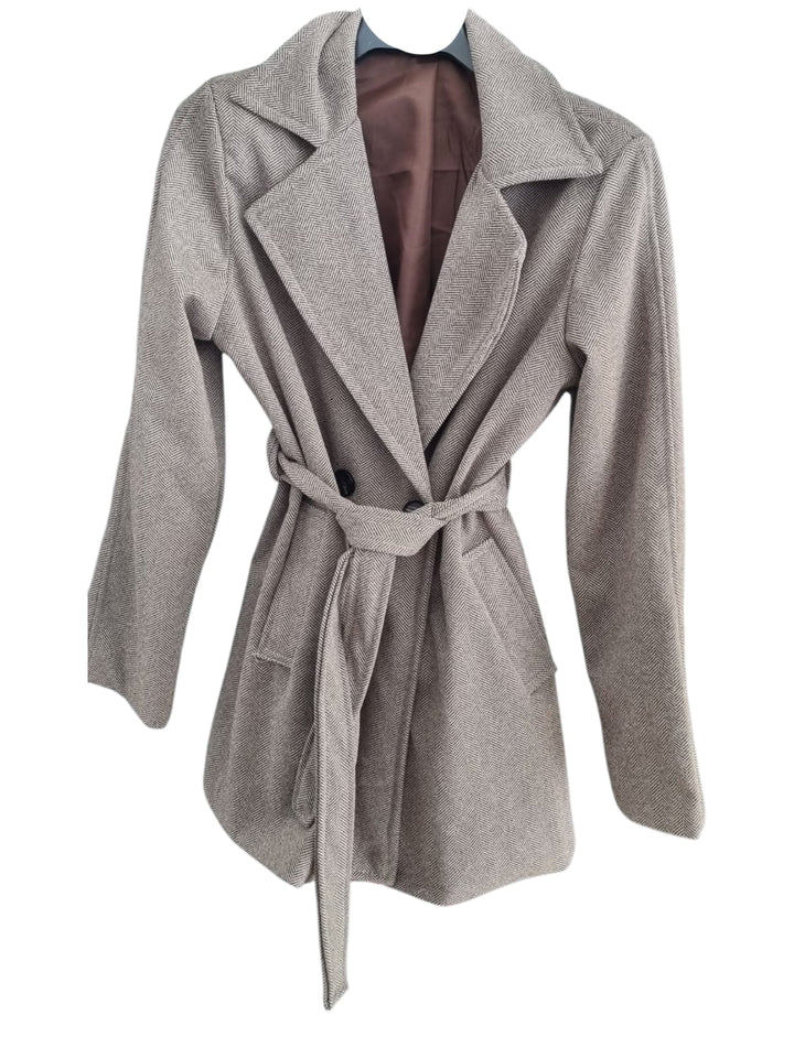 182 Cappotto spigato con cinta Giuly