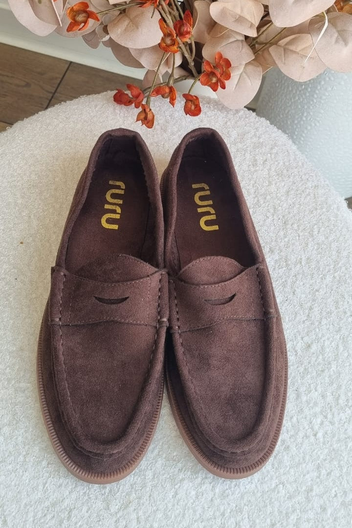 843 Mocassino in suede cacao