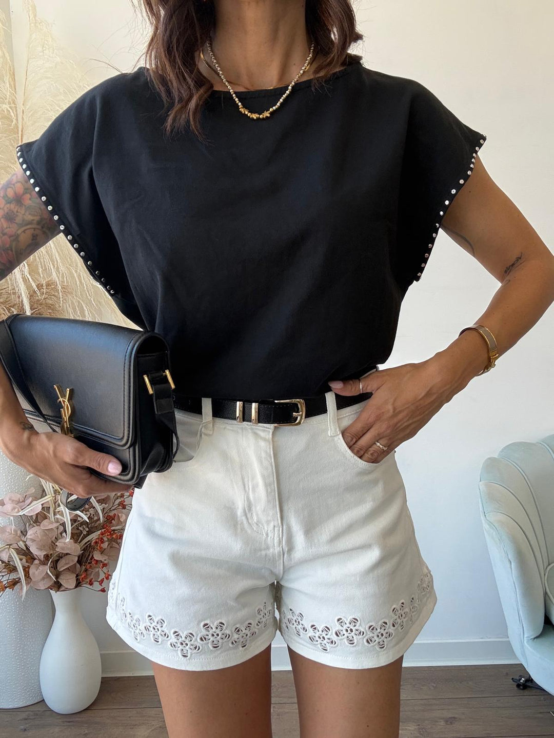 166 Shorts denim white Rey