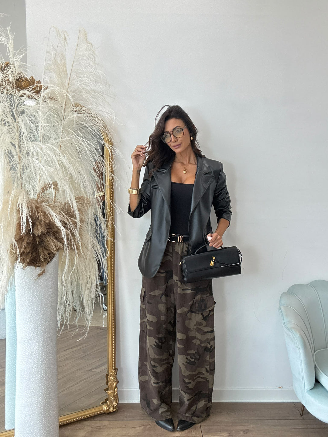 606 Pantalone velvet Army