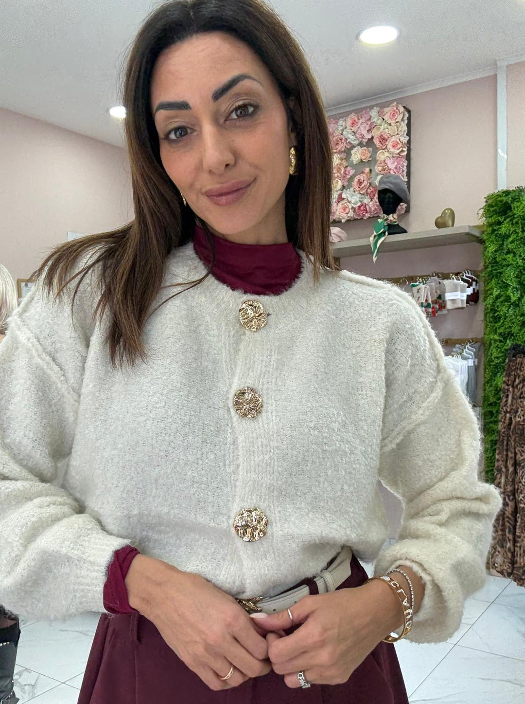 403 Pull cardigan bottoni oro big