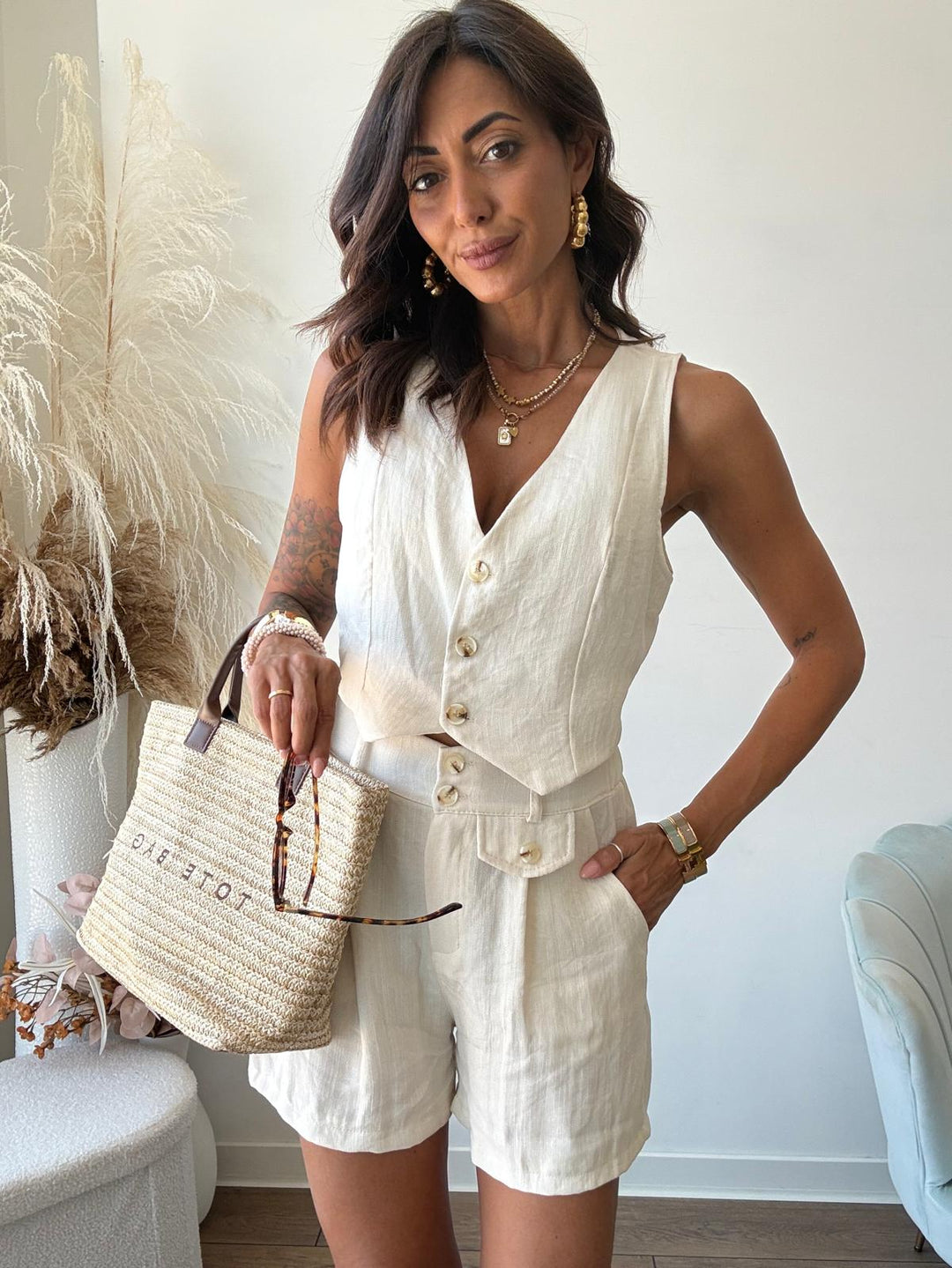 242 Coordinato gilet e shorts Gaia
